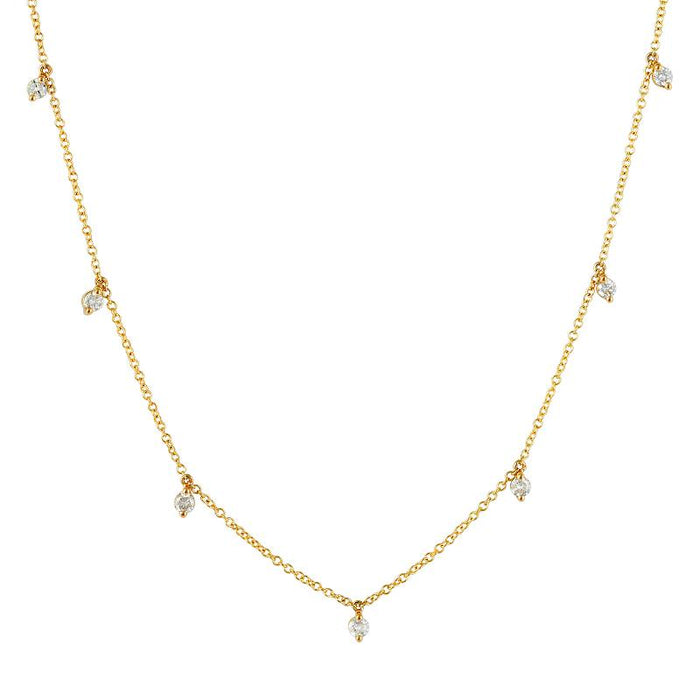Dainty Pear Cut Diamond Drop Necklace in 14K Yellow Gold