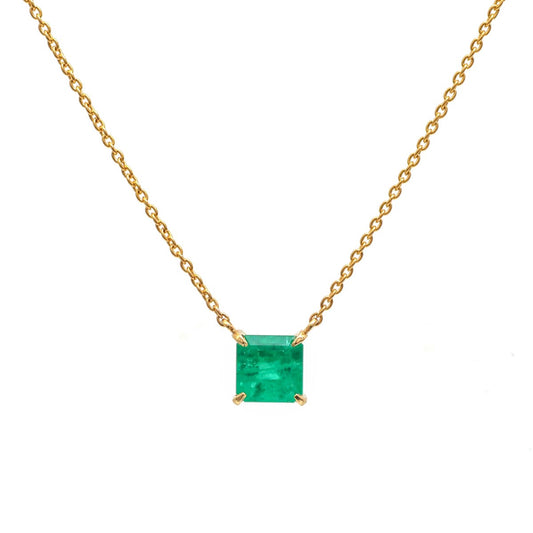 Signature Colombian 18K Yellow Gold Emerald Pendant Necklace