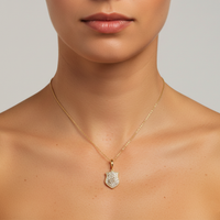 Diamond Shield Charm Pendant Necklace in 14K Yellow Gold