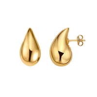 Small Pair Hollow Drop Earrings in 14K Yellow Gold
