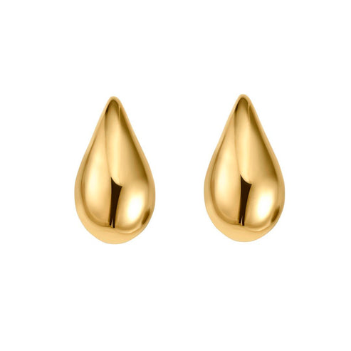 Small Pair Hollow Drop Earrings in 14K Yellow Gold