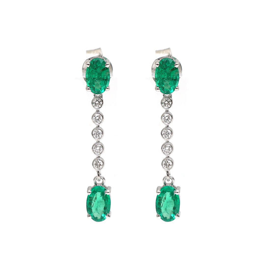 Emerald 18K Diamond White Earrings