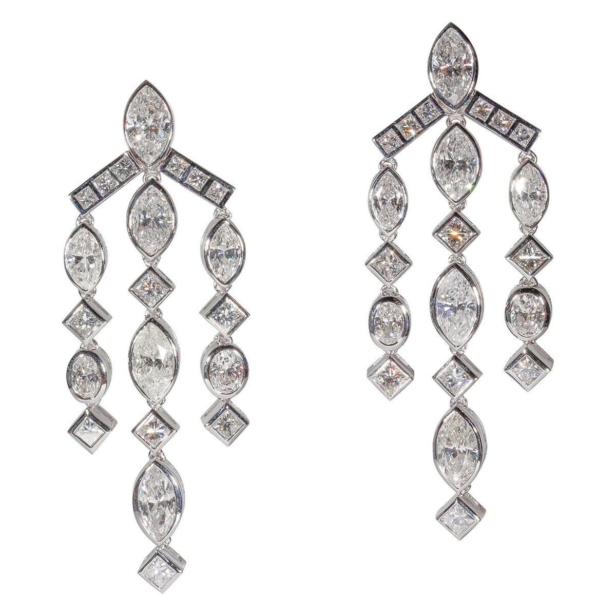 Marquise Chandellier 18K White Diamond Earrings