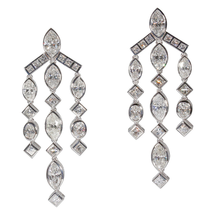 Marquise Chandellier 18K White Diamond Earrings