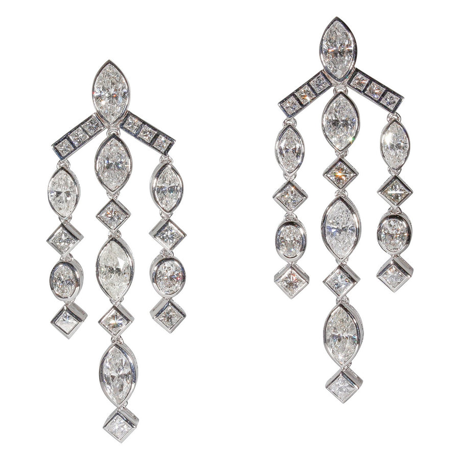 Marquise Chandellier 18K White Diamond Earrings