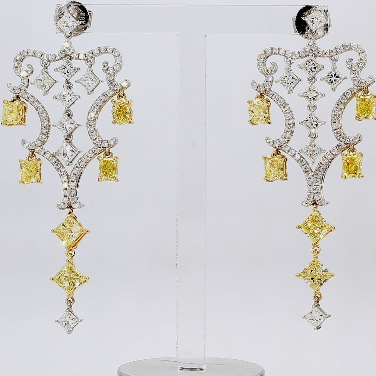 Multishape Pushback Chandellier Earrings in 18K Yellow Gold
