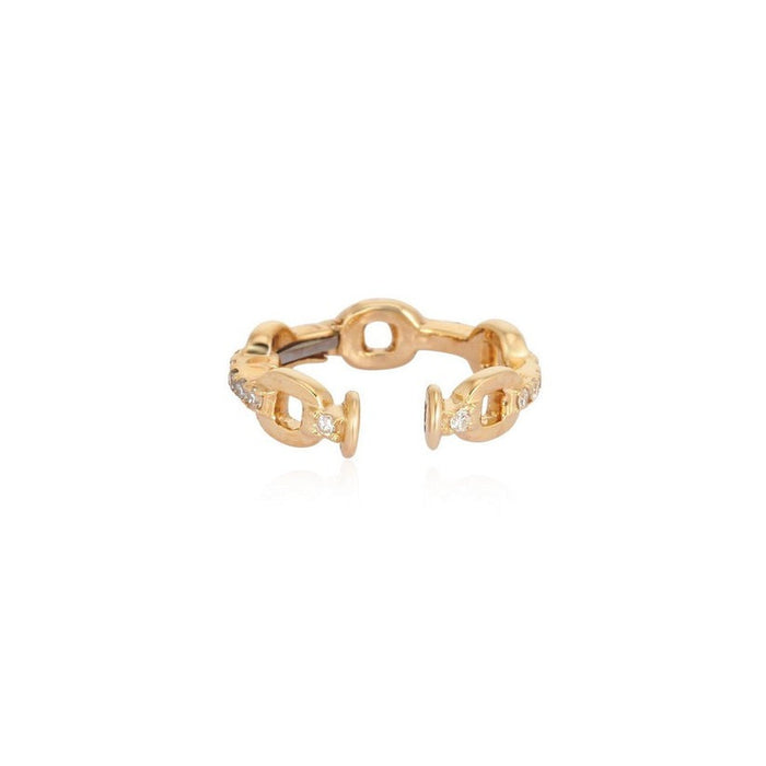Diamond Link Ear Cuff Earrings in 14K Yellow Gold
