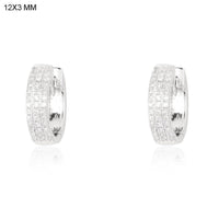 Triple Row Diamond Pavé Huggie Earrings in 14K Yellow Gold