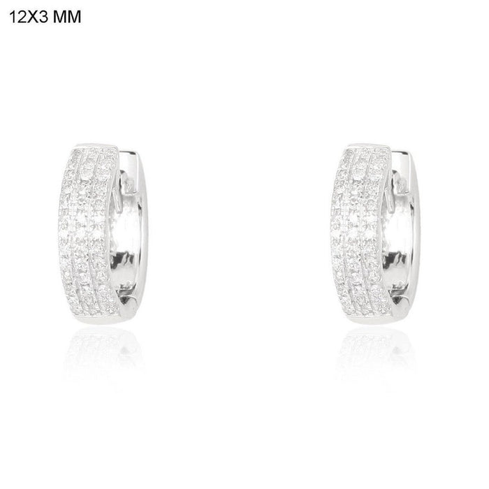 Triple Row Diamond Pavé Huggie Earrings in 14K Yellow Gold