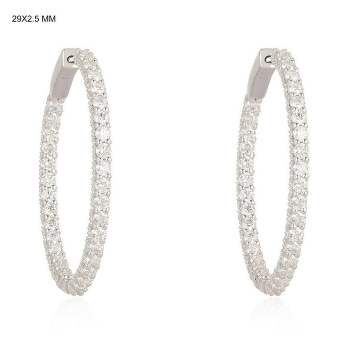 Radiant Pave Diamond Hoop Earrings in 14K Yellow Gold