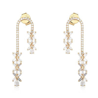 Diamond Cascade Loop Drop Earrings in 14K Yellow Gold