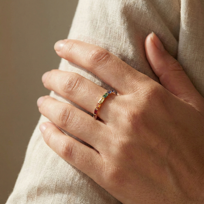 Baguette Sapphire 14K Gold Eternity Ring
