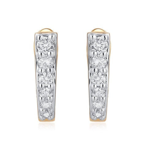 Opulent Diamond Huggie Earrings in 14K Yellow Gold