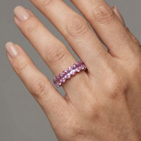 Pink Sapphire Eternity 14K White Gold Ring
