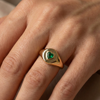 Brilliance Emerald Heart 14K Signet Ring