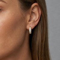 Pave Diamond Huggie Hoop Earrings in 14K Yellow Gold