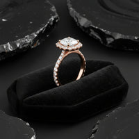 Opal Esoteric Cushion Cut Halo Engagement Ring in 18K Gold