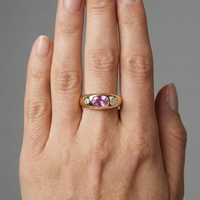 Elegant Pink Sapphire Diamond 14K Gold Band Ring
