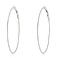Slim Pave Oval Hoop Earrings in 14K Yellow Gold