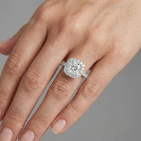Opal Esoteric Cushion Cut Halo Engagement Ring in 18K Gold