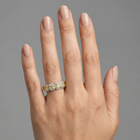 Platinum Cushion Cut Diamond Eternity Band Ring in 14K Gold