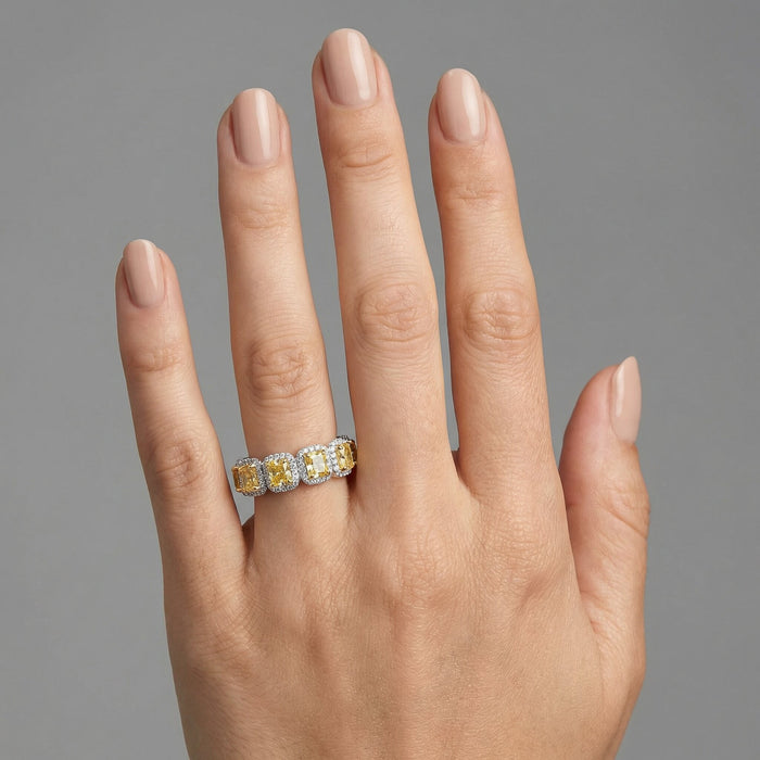 Platinum Cushion Cut Diamond Eternity Band Ring in 14K Gold