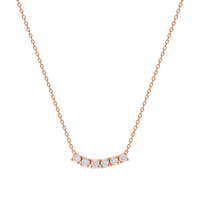 Petite Diamond Curved Necklace in 14K Gold