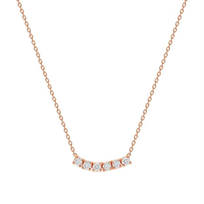 Petite Diamond Curved Necklace in 14K Gold