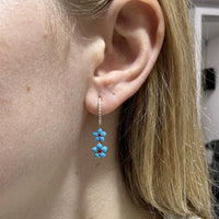 Blooming Turquoise Floral Drop Earrings in 14K Yellow Gold