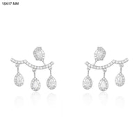 Teardrop Diamond Cluster Ear Jacket Earrings in 14K Yellow Gold