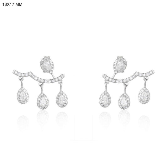 Teardrop Diamond Cluster Ear Jacket Earrings in 14K Yellow Gold
