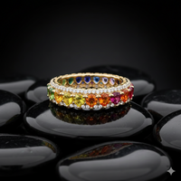 Rainbow Sapphire & Diamond 14K Eternity Band Ring
