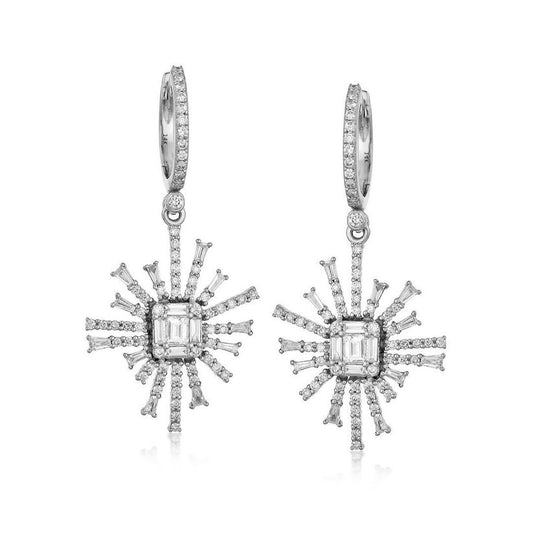 Radiant Nova Diamond Drop Earrings in 14K Yellow Gold
