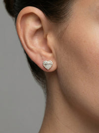 Pave Diamond Heart 14K (or 18k upon request) Yellow Gold Stud Earrings
