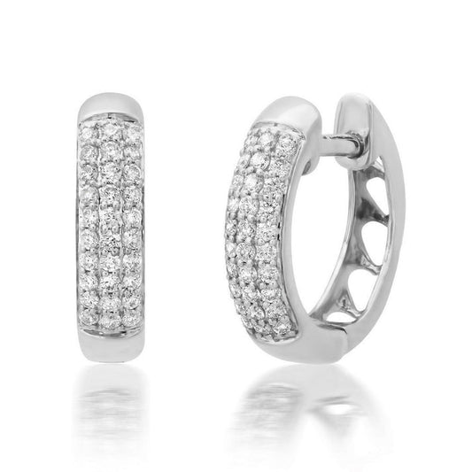Pave Diamond Huggie Hoop Earrings in 14K Yellow Gold