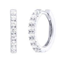 Brilliant Line Round Diamond Huggie Hoops in 14K Yellow Gold