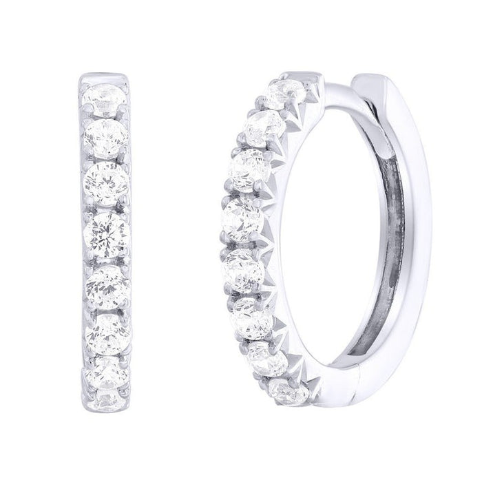 Brilliant Line Round Diamond Huggie Hoops in 14K Yellow Gold