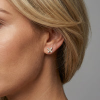 Floral Marquise Diamond Stud Earrings in 14K Yellow Gold