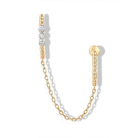 Linked Dots Double Hoop Chain Earrings in 14K Yellow Gold