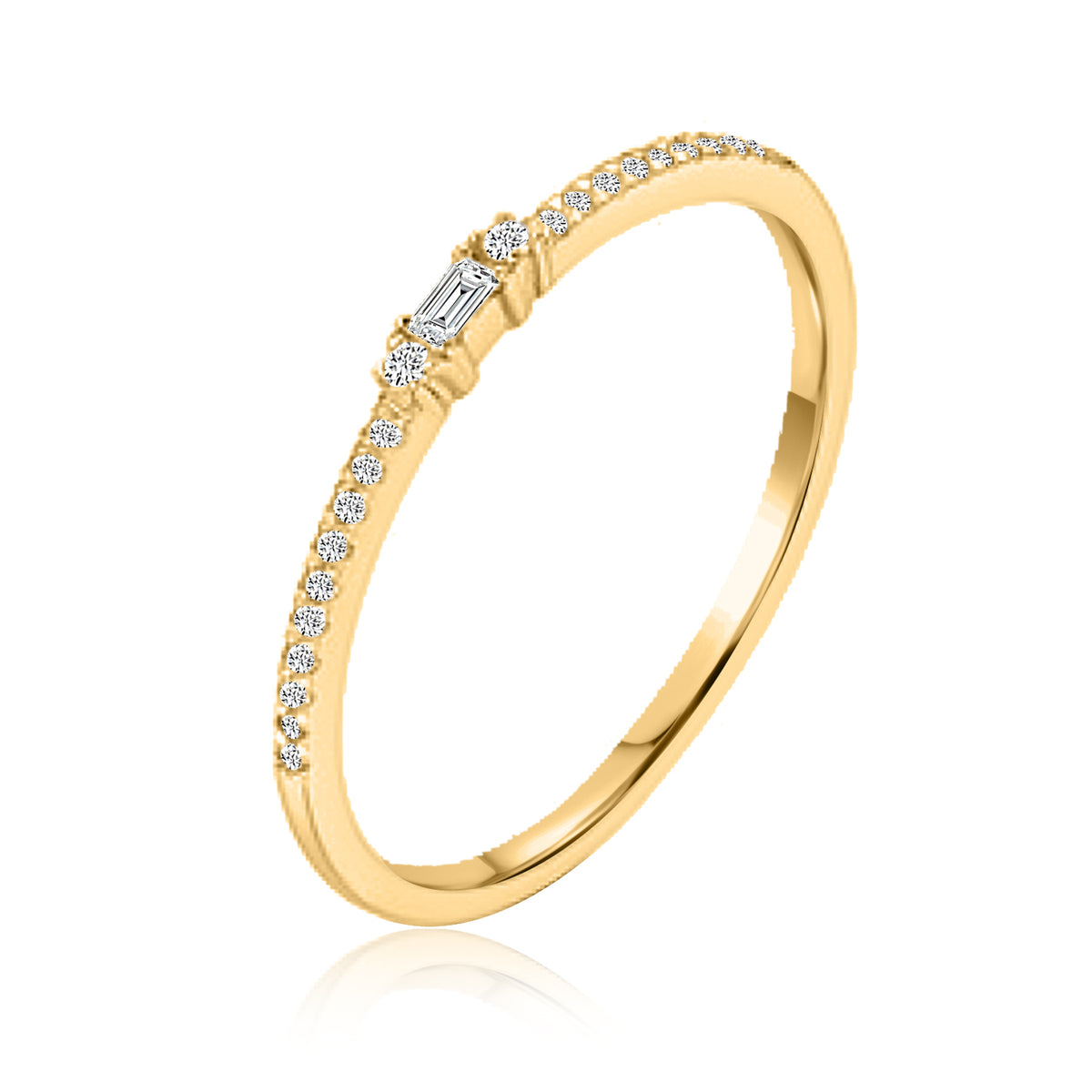 Baguette Round Diamond Band Ring in 14K Yellow Gold