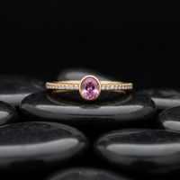 Oval Pink Sapphire 14K Diamond Band Ring