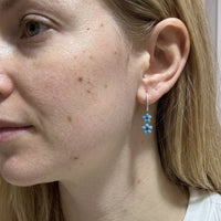 Blooming Turquoise Floral Drop Earrings in 14K Yellow Gold