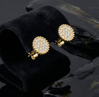 Round Cluster Push Back Diamond Stud Earrings in 14K Yellow Gold