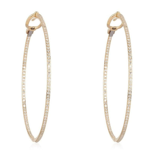 Micro Pave Slim Hoop Earrings in 14K Yellow Gold