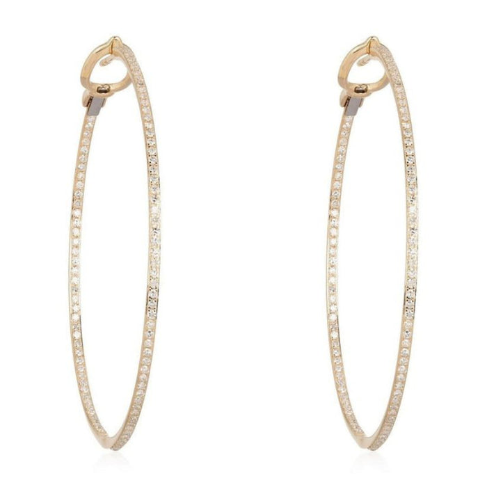 Micro Pave Slim Hoop Earrings in 14K Yellow Gold