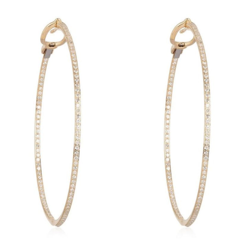Micro Pave Slim Hoop Earrings in 14K Yellow Gold