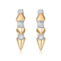 Spike Edge 14K Princess Cut Gold Hoop Earrings