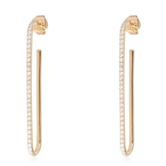 Linear Drop Diamond Hook Earrings in 14K Yellow Gold