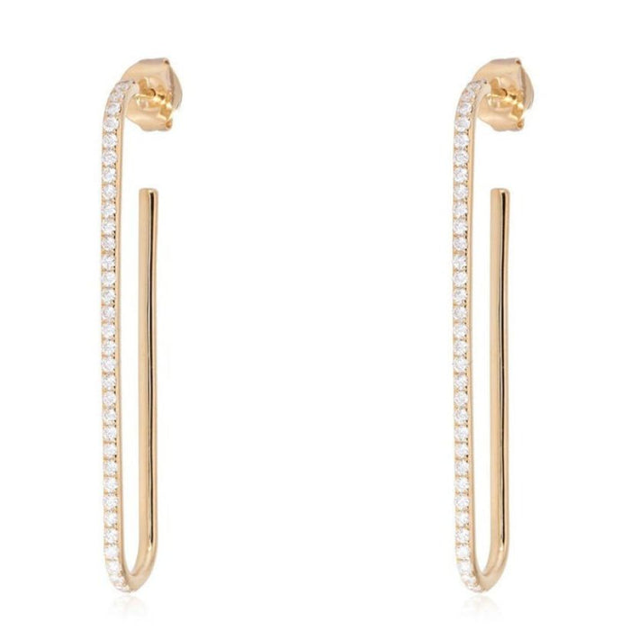 Linear Drop Diamond Hook Earrings in 14K Yellow Gold