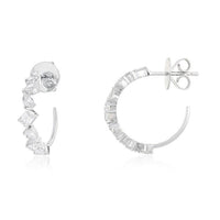 Mixed Cut Cluster Hoop Earrings in 14K Yellow Gold